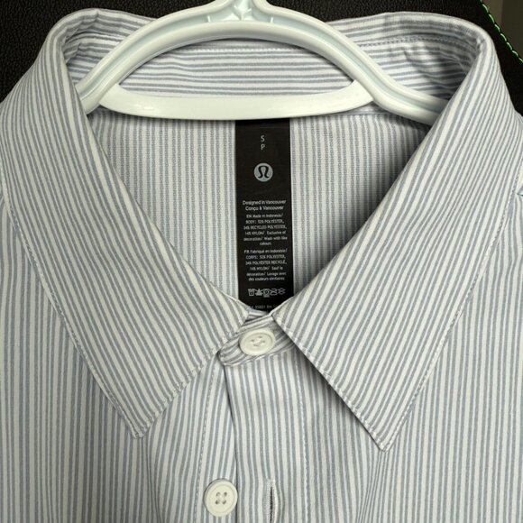 Lululemon New Venture Classic Fit LS Shirt ISWB Blue/White Thin Stripe - Picture 6 of 9